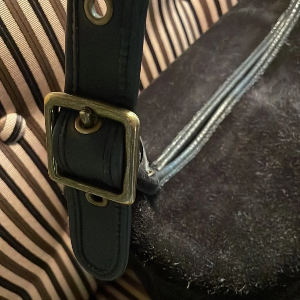 Vintage Coach Suede Berkeley Duffle Sac 9010 black with antiqued brass hardware